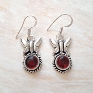 Artisan Garnet Gemstone Sterling Silver Earrings 🦋